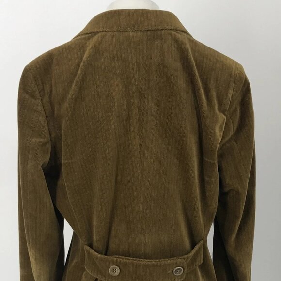 Max Mara golden brown herringbone print cotton velvet peak lapel blazer sz 12 - Picture 3 of 9